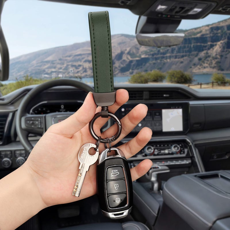 Turcee Leather Car Keychain  Creative Personality Leather Key Fob  Universal Key Fob Keychain for Men and Women (Green) - Image 3